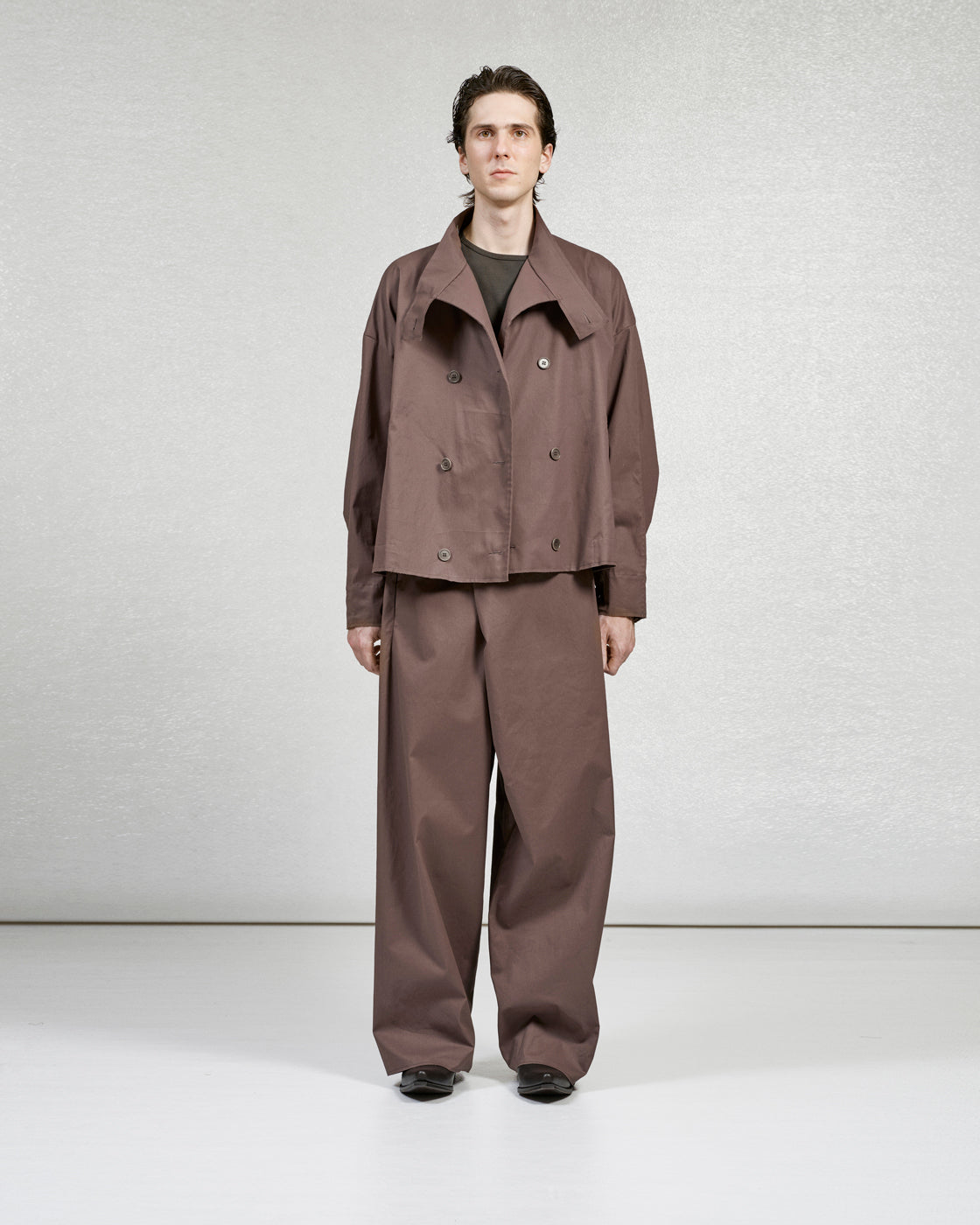S17 NO.286 BROWN CROPPED OVERSIZED JACKET