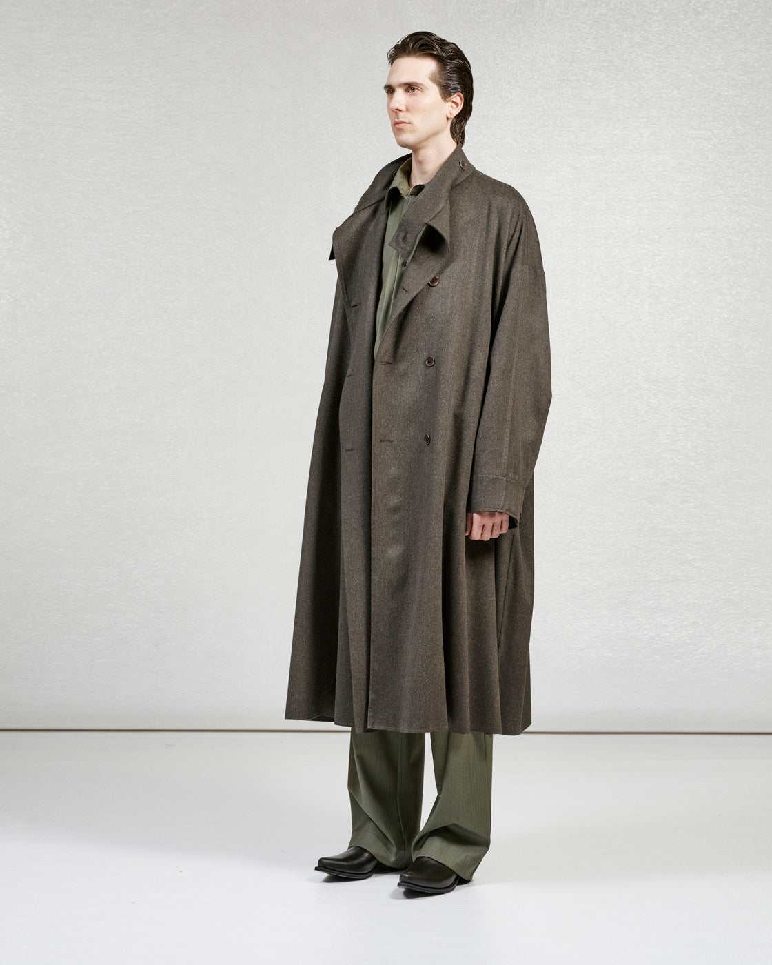 S17 NO.65 GREEN HEAVY WOOL OVERSIZED COAT