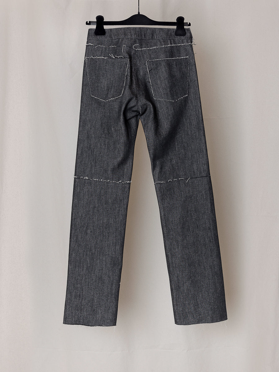 S17 NO.155 BLACK DENIM SLIT TROUSERS