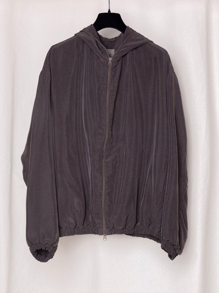 S17 NO.216 BROWN CUPRO DOUBLE HOODED ZIPPER JACKET