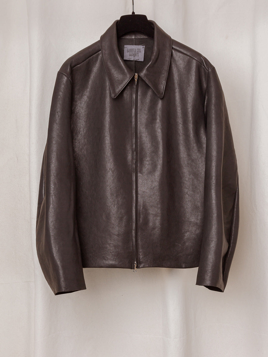 S17 NO.285 BROWN LEATHER POCKET JACKET