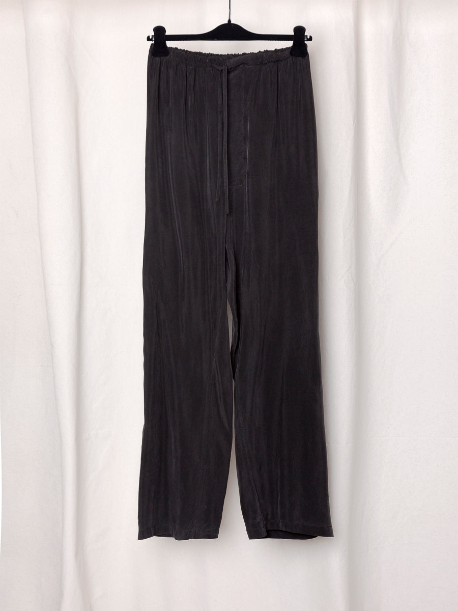 S17 NO.288 BROWN CUPRO DRAWSTRING TROUSERS