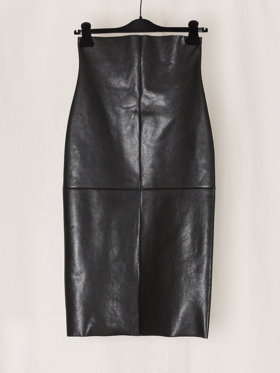 S17 NO.69 BLACK LEATHER HIGH WAIST SKIRT