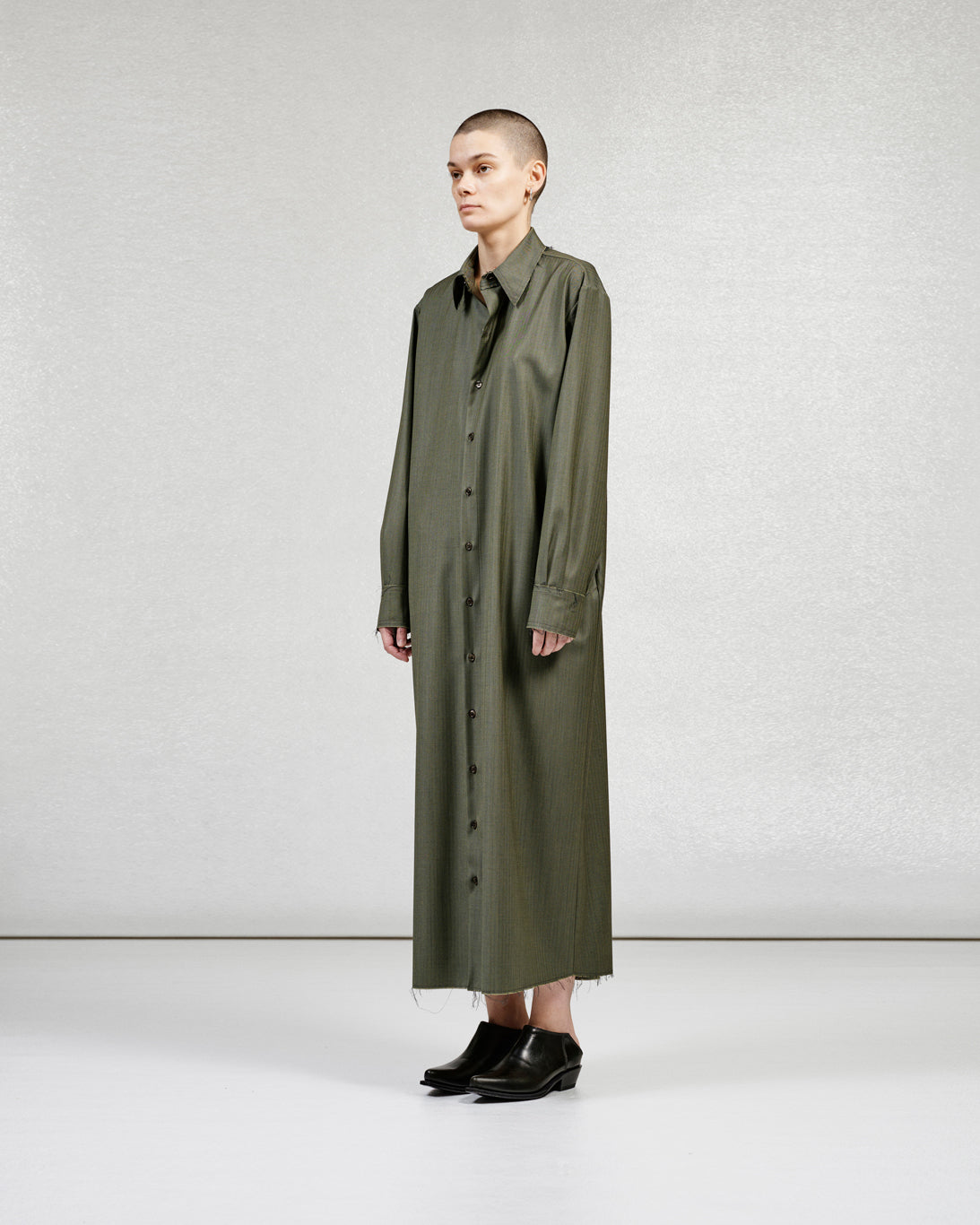 S17 NO.291 FINE WOOL LONGSLEEVE LONG SHIRT