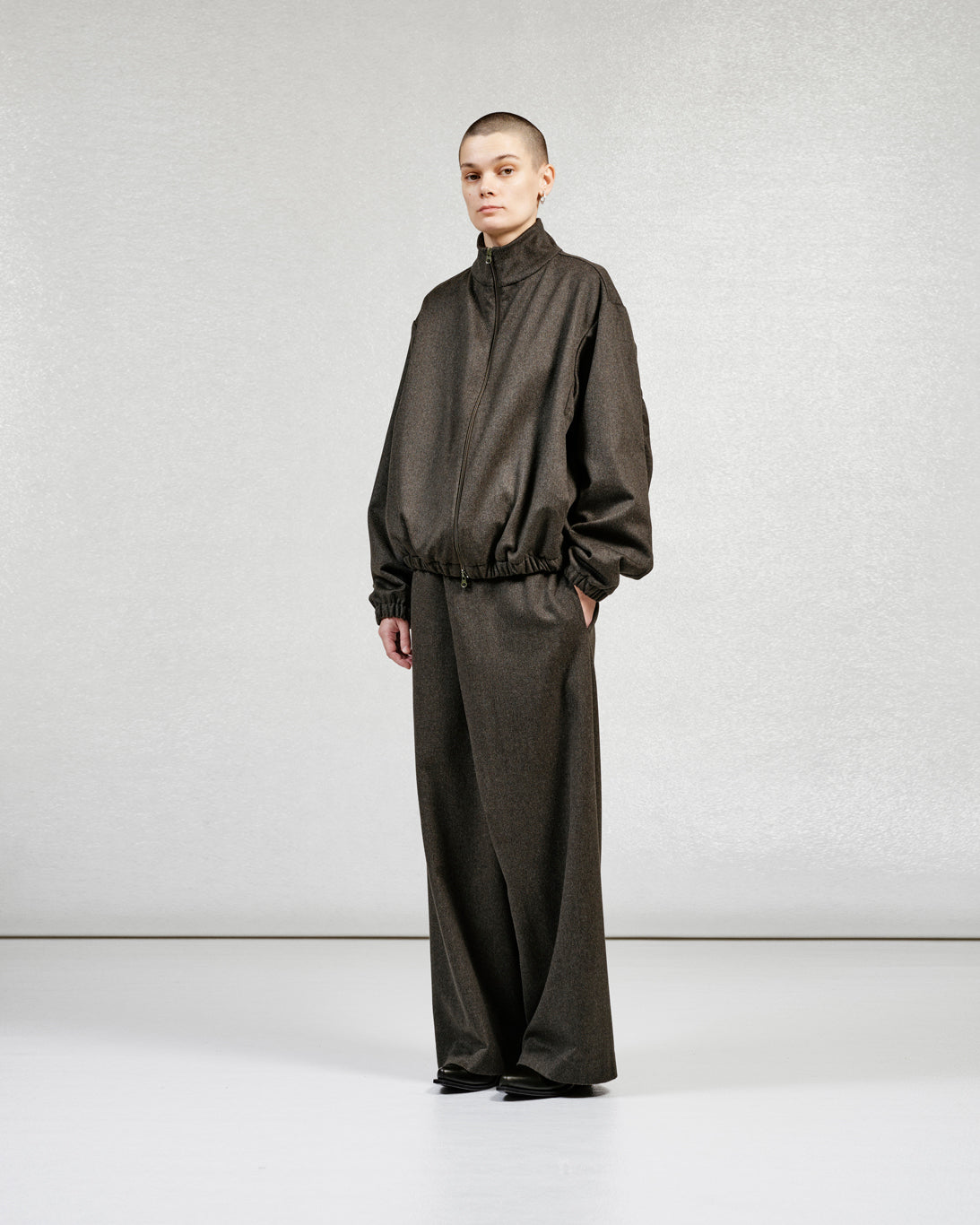 S17 NO.310 GREEN HEAVY WOOL CROSSED TROUSERS