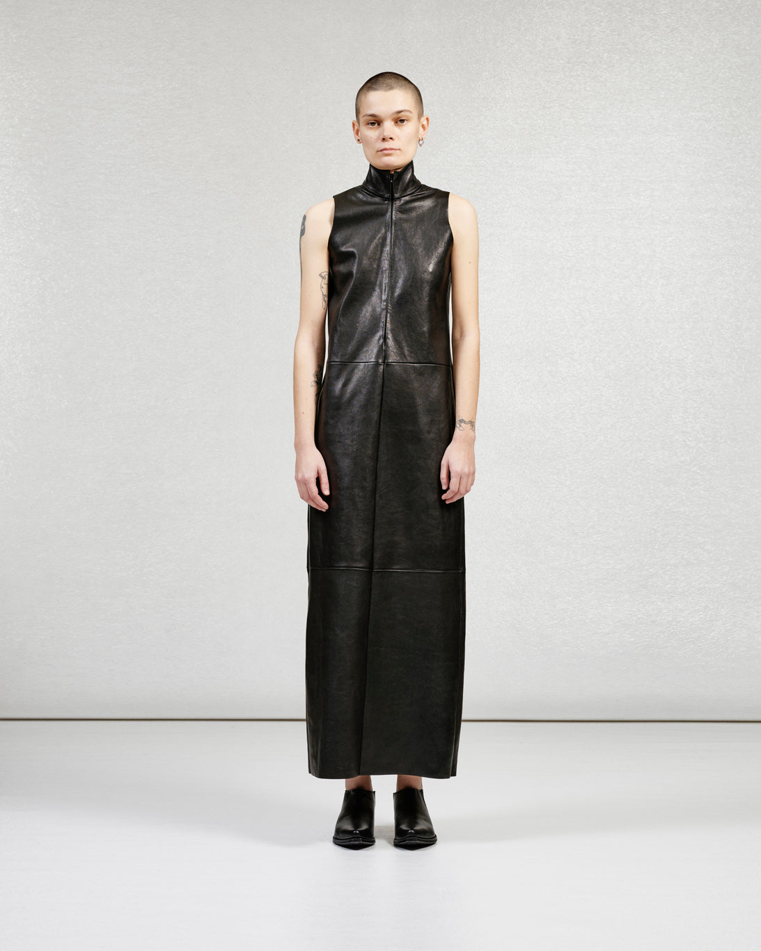 S17 NO.320 LEATHER ZIPPER DRESS