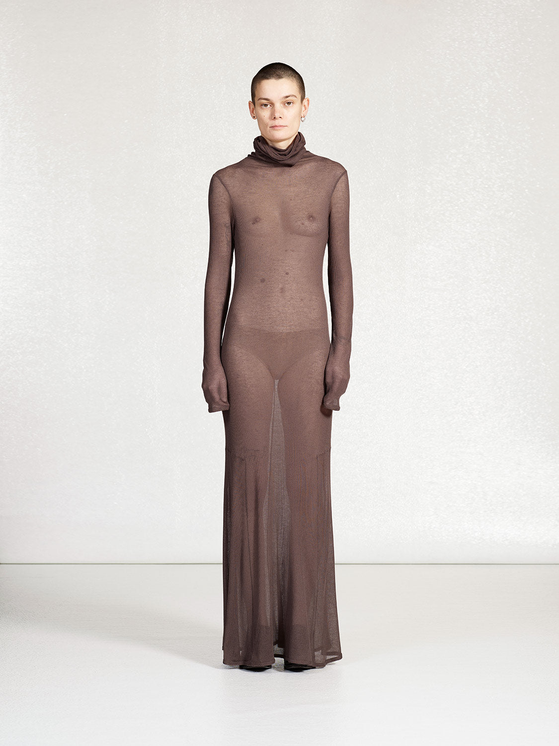 PRE-ORDER S19 NO.346 RIB JERSEY HIGH NECK DRESS