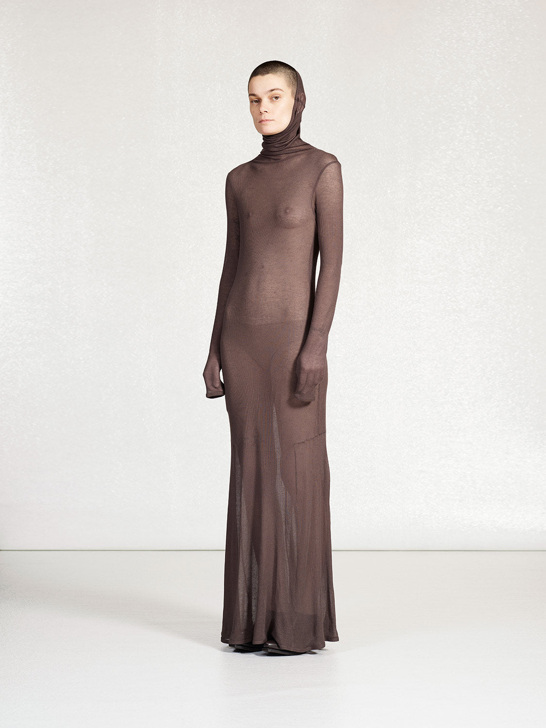 PRE-ORDER S19 NO.346 RIB JERSEY HIGH NECK DRESS