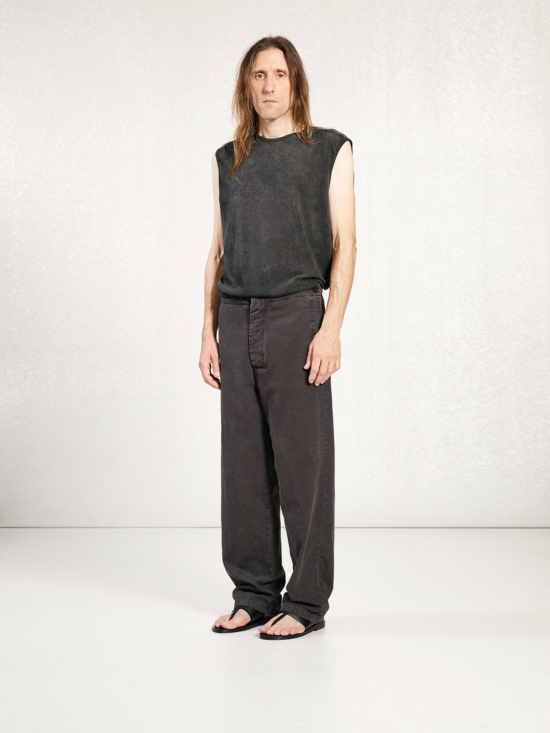 PREORDER S20 NO.353 MUD THIN CANVAS BUTTON POCKET TROUSERS