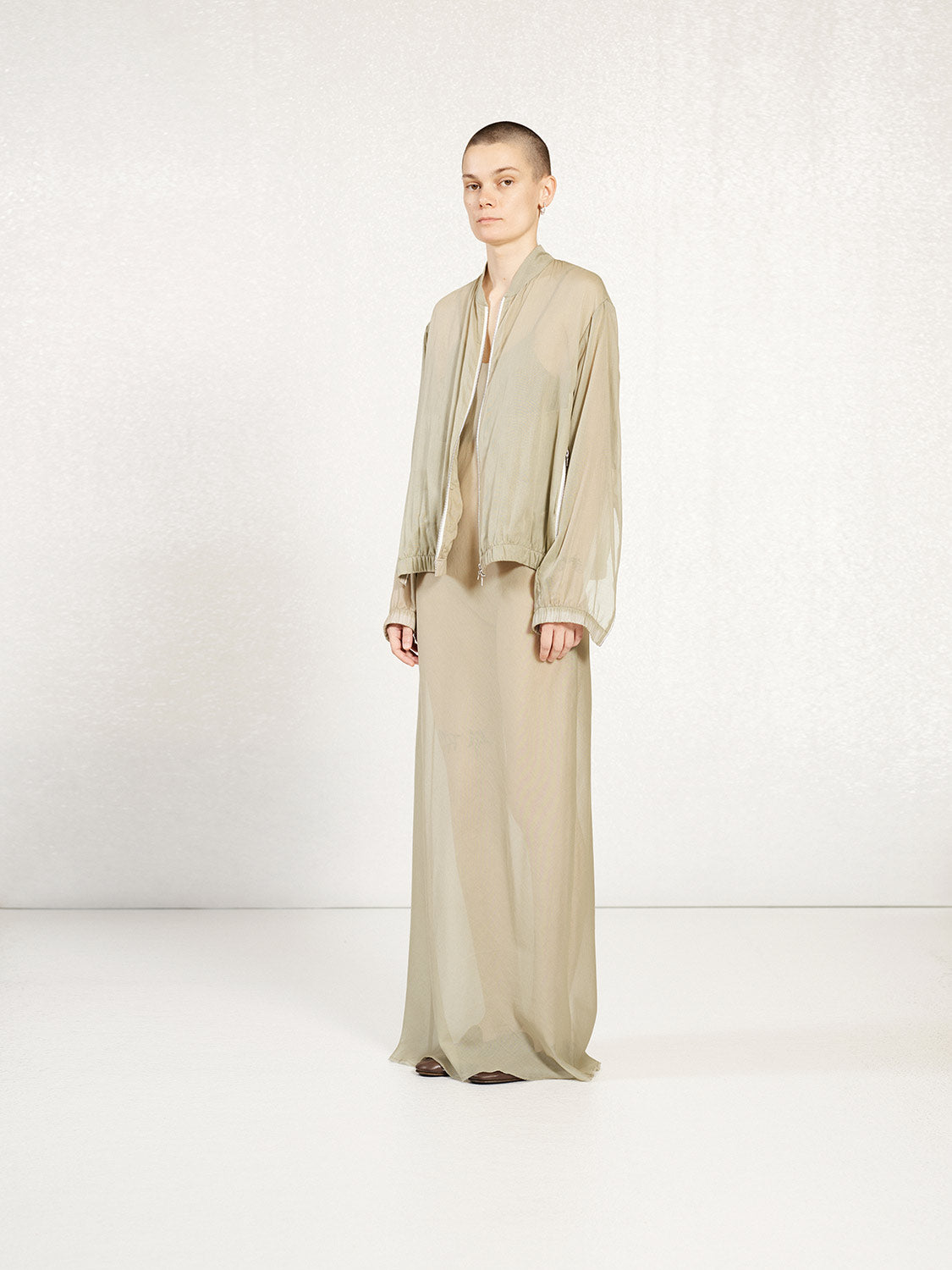 PREORDER S20 NO.306 OFF GREEN COTTON VOILE SIX ZIPPER JACKET