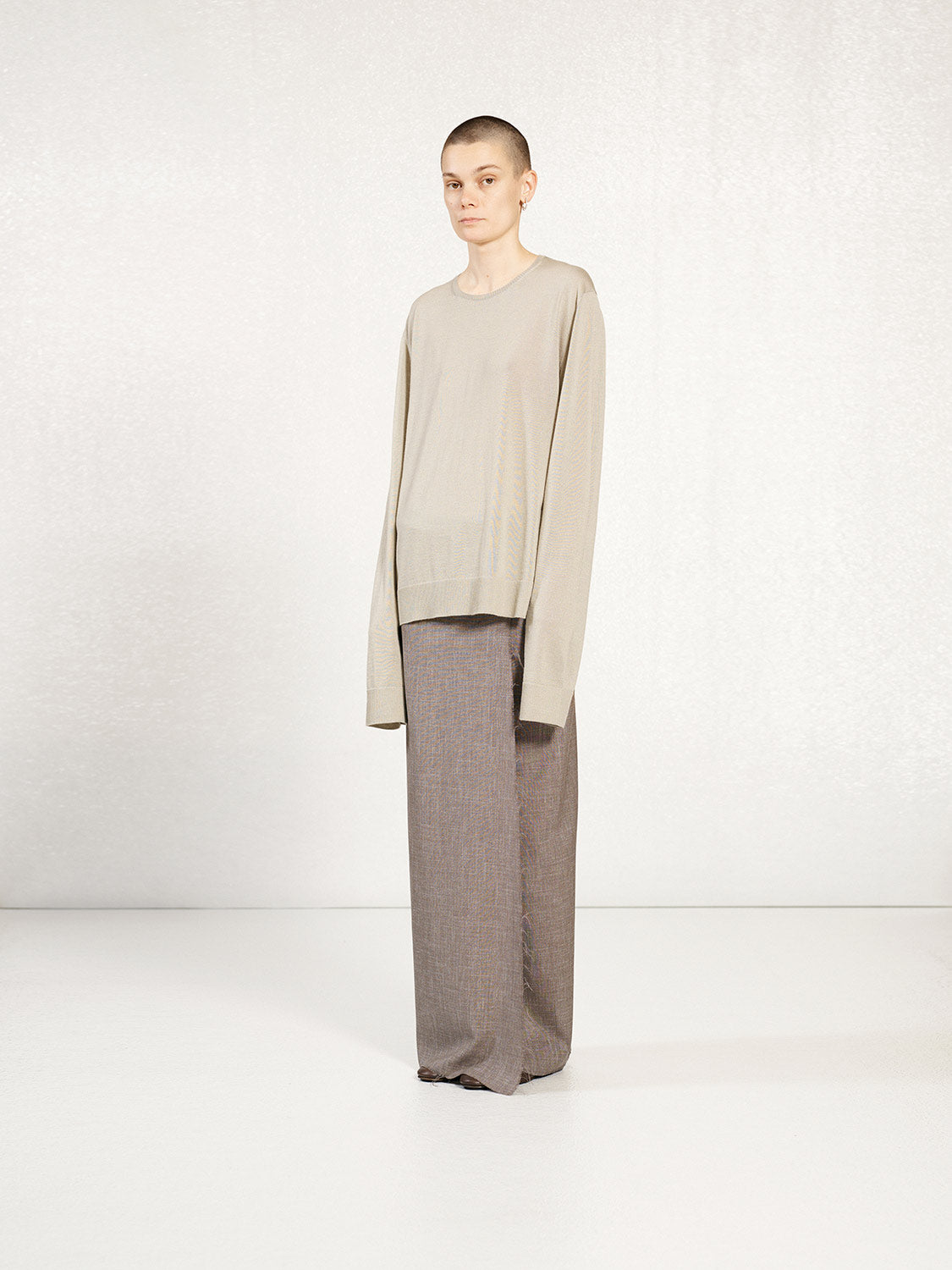 PREORDER S20 NO.344 BROWN THIN SILK CASHMERE PULLOVER
