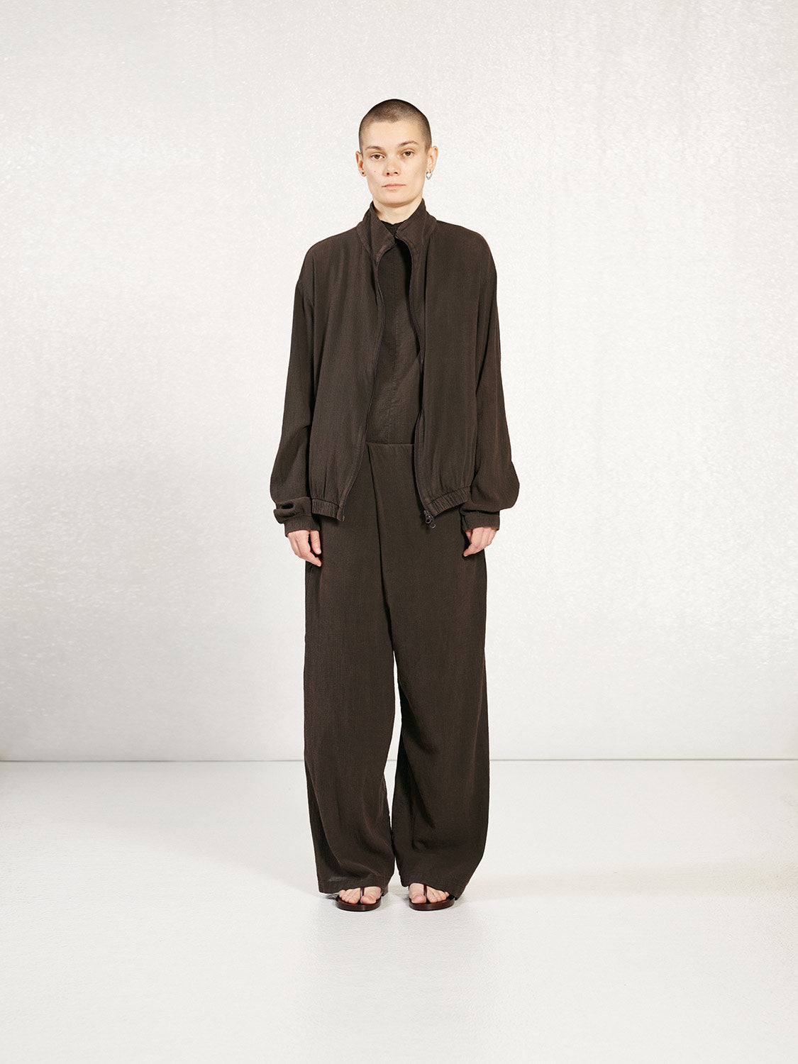 PREORDER S20 NO.310 BROWN STONEWASH COTTON BAMBULA CROSSED TROUSERS
