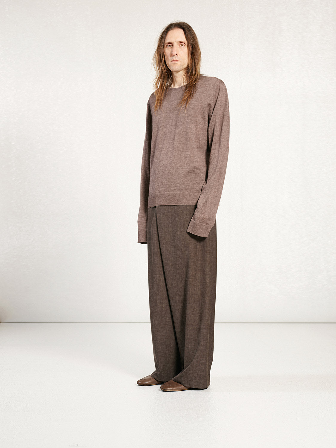 PREORDER S20 NO.344 BROWN THIN SILK CASHMERE PULLOVER