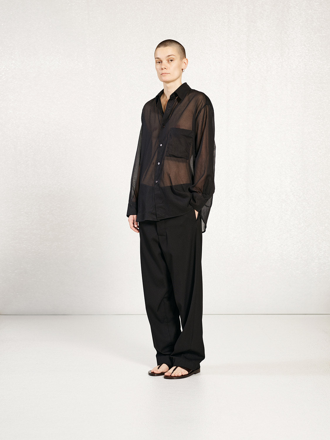 PREORDER S20 NO.353 BLACK NYLWOOL BUTTON POCKET TROUSERS