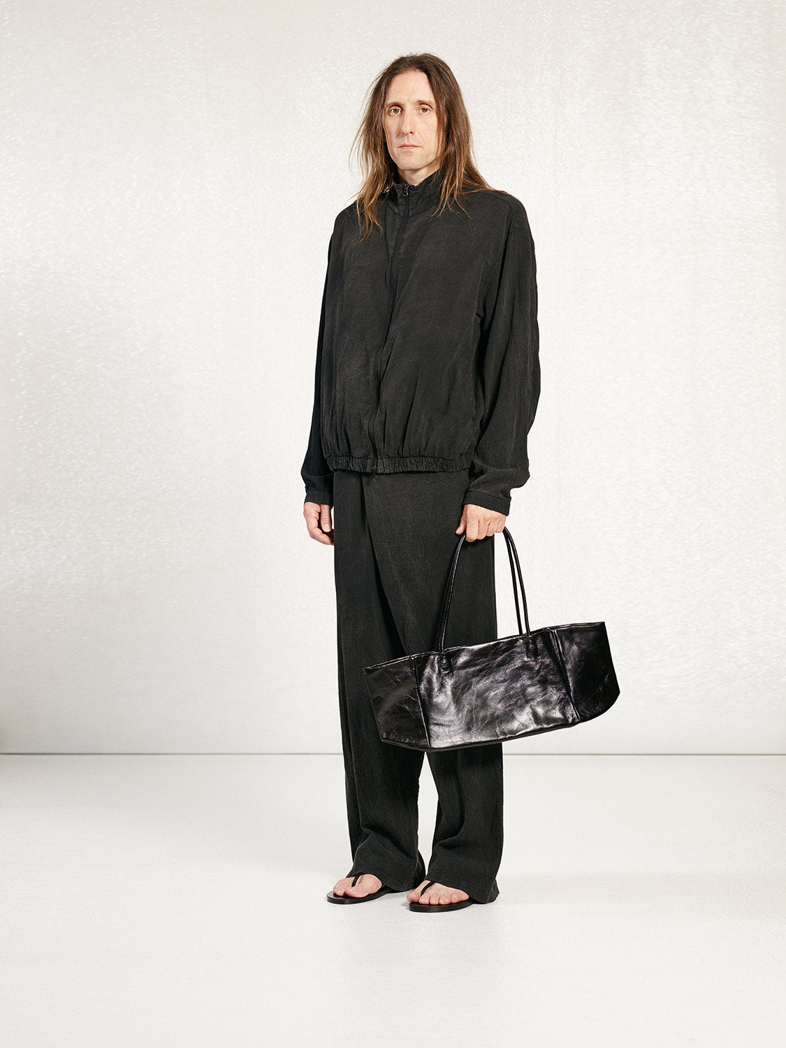 PREORDER S20 NO.310 BROWN STONEWASH COTTON BAMBULA CROSSED TROUSERS