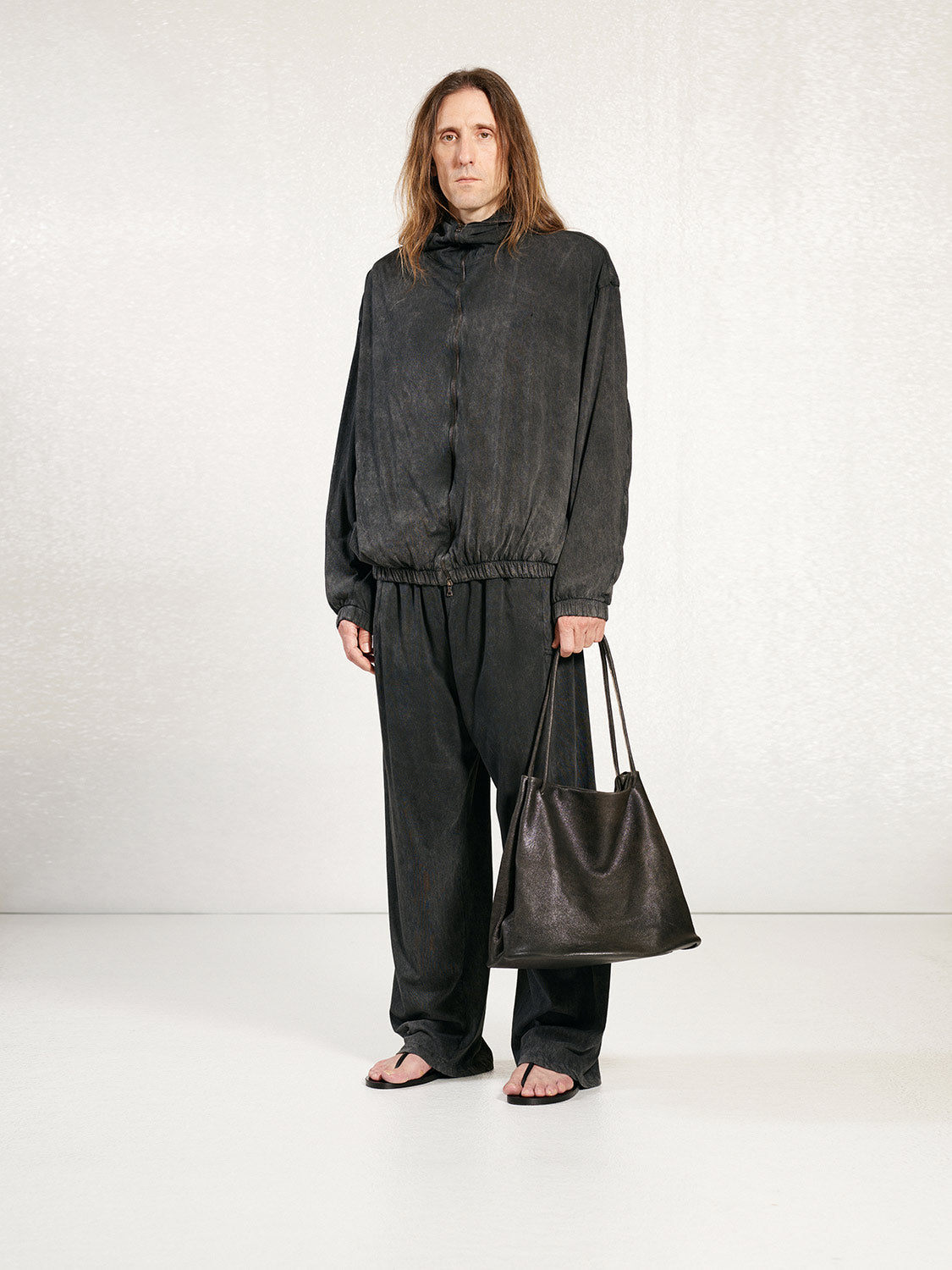 PREORDER S20 NO.216 BLACK STONEWASH ORGANIC COTTON DOUBLE ZIPPER JACKET