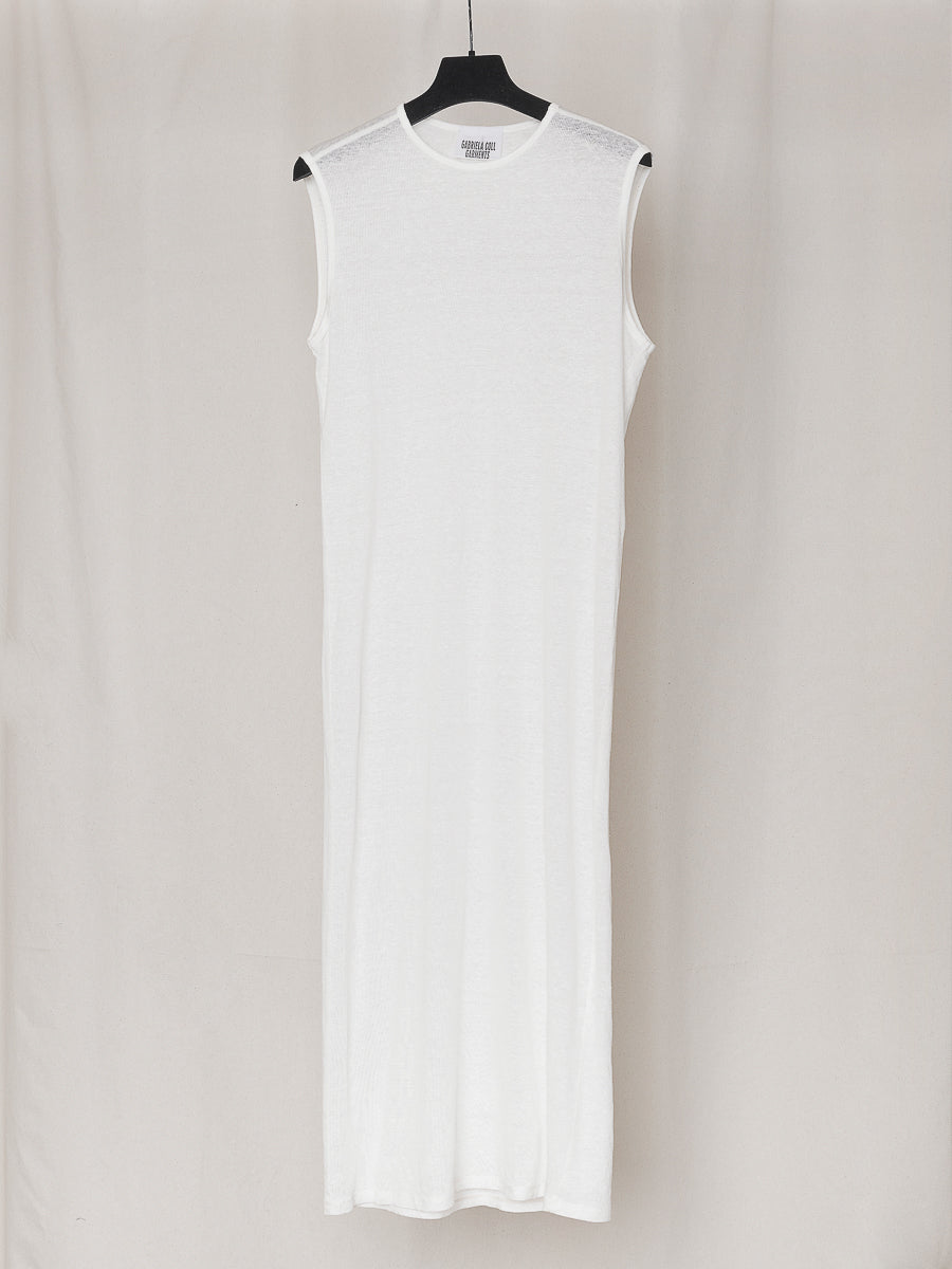 ARCHIVE NO.192 WHITE LINEN SLEEVELESS T-SHIRT DRESS