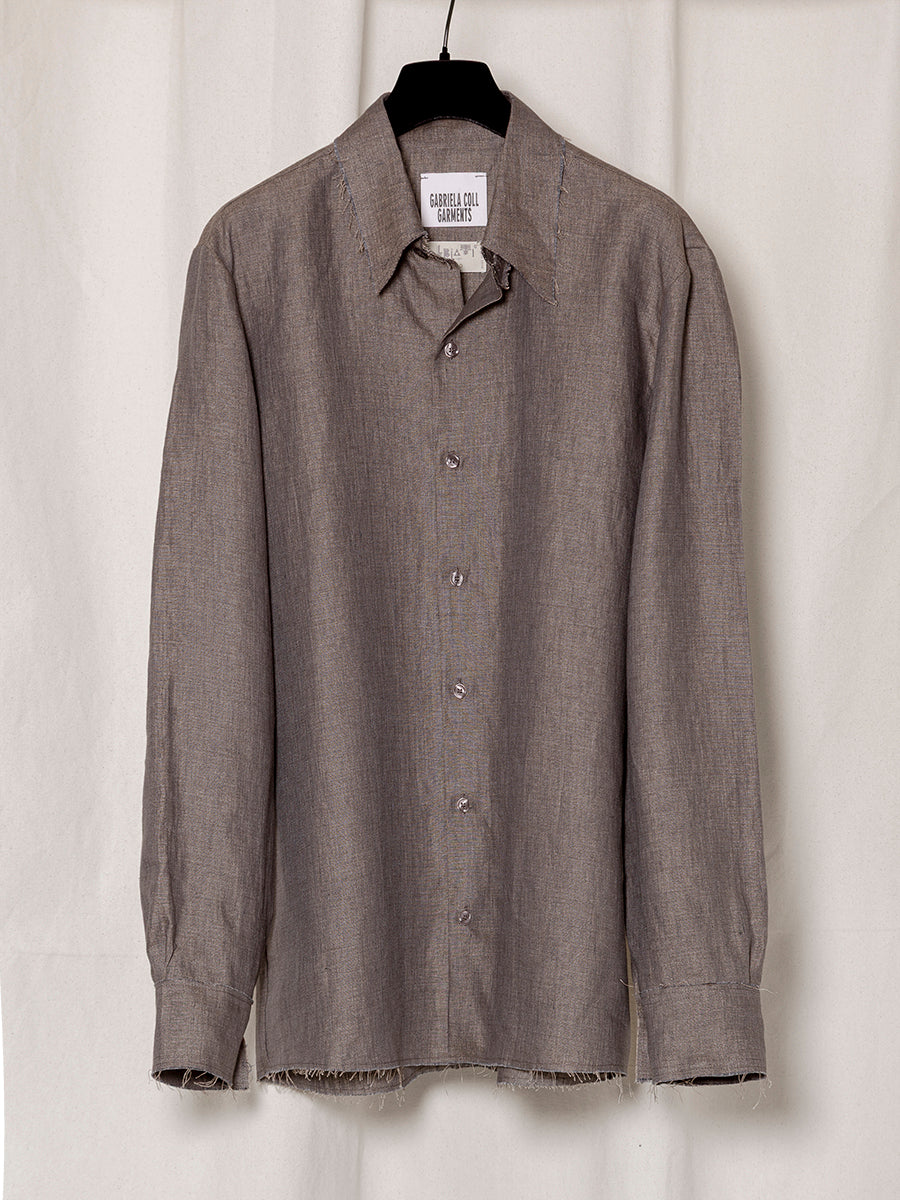 S18 NO.197 BROWN LINEN SHIRT