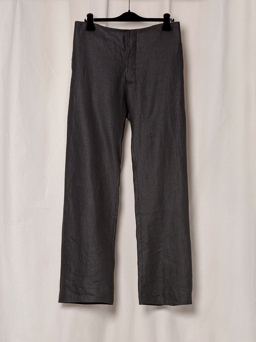 S18 NO.205 BLACK LINEN TAILORED TROUSERS