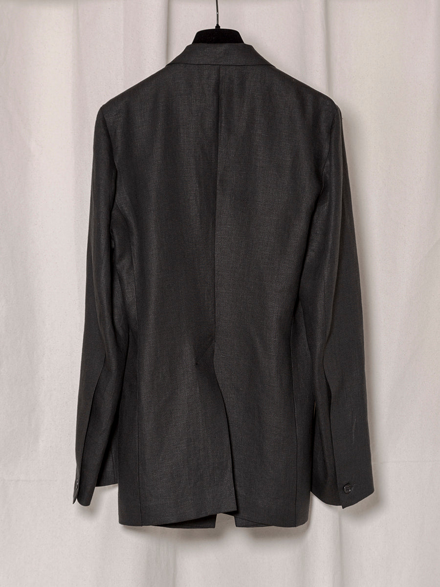 S18 NO.206 BLACK LINEN TAILORED JACKET