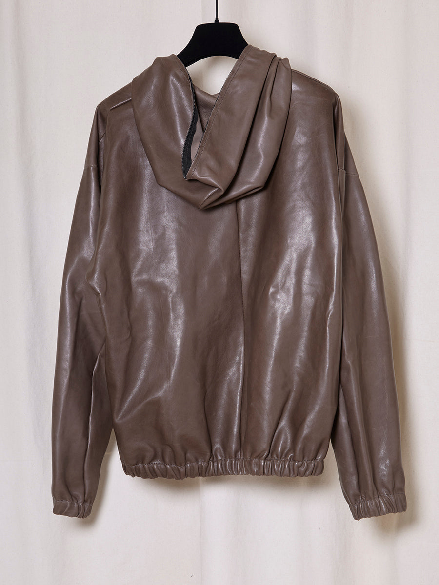 PREORDER S20 NO.216 DUST LEATHER HOODED ZIPPER