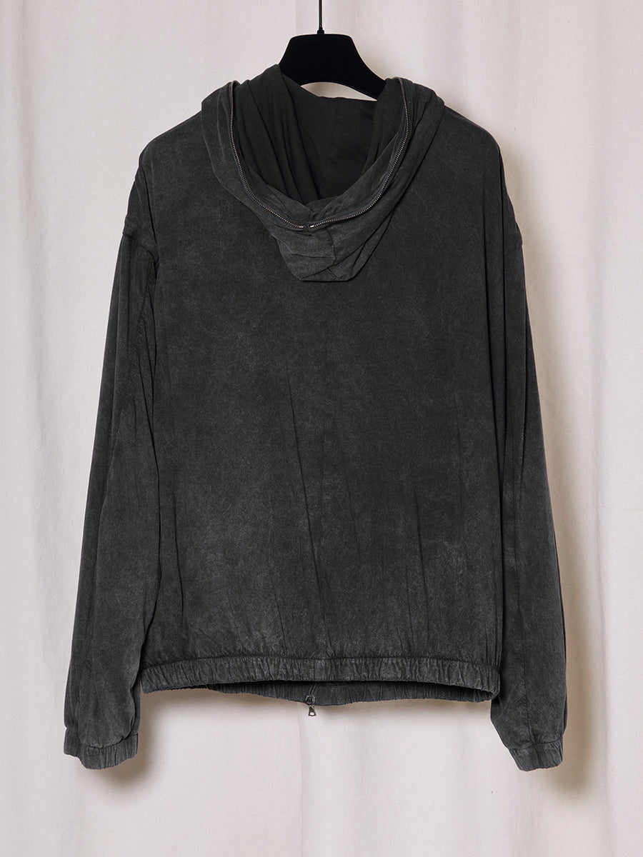 PREORDER S20 NO.216 BLACK STONEWASH ORGANIC COTTON DOUBLE ZIPPER JACKET