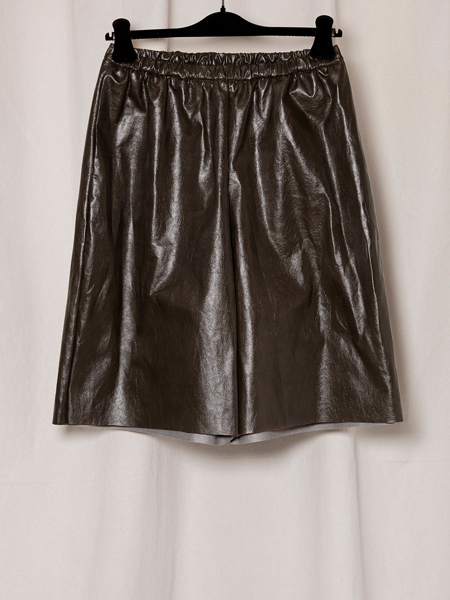 S18 NO.259 DARK BROWN LEATHER SHORT TROUSERS