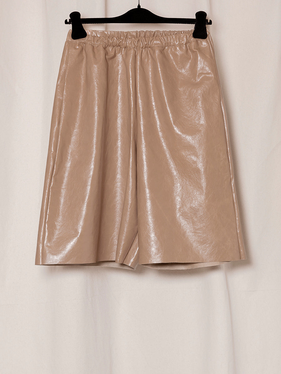 S18 NO.259 SAND LEATHER SHORT TROUSERS