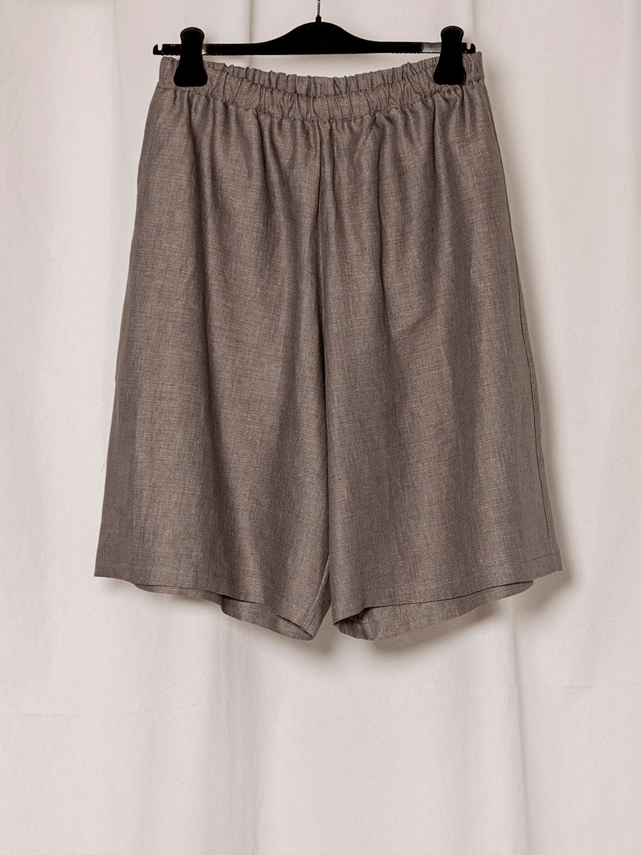 S18 NO.259 BROWN LINEN SHORT TROUSERS