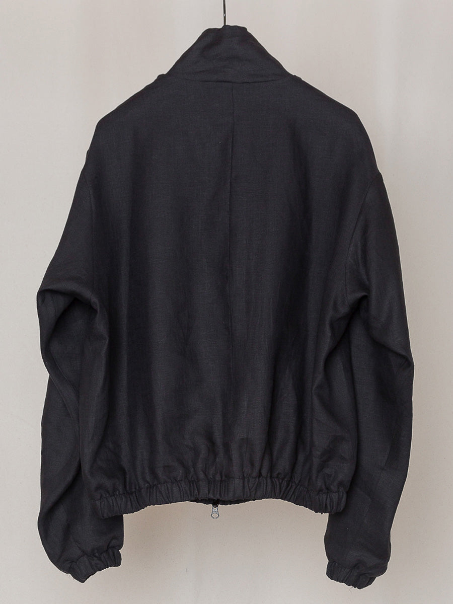 S18 NO.261 BLACK LINEN ZIPPER JACKET
