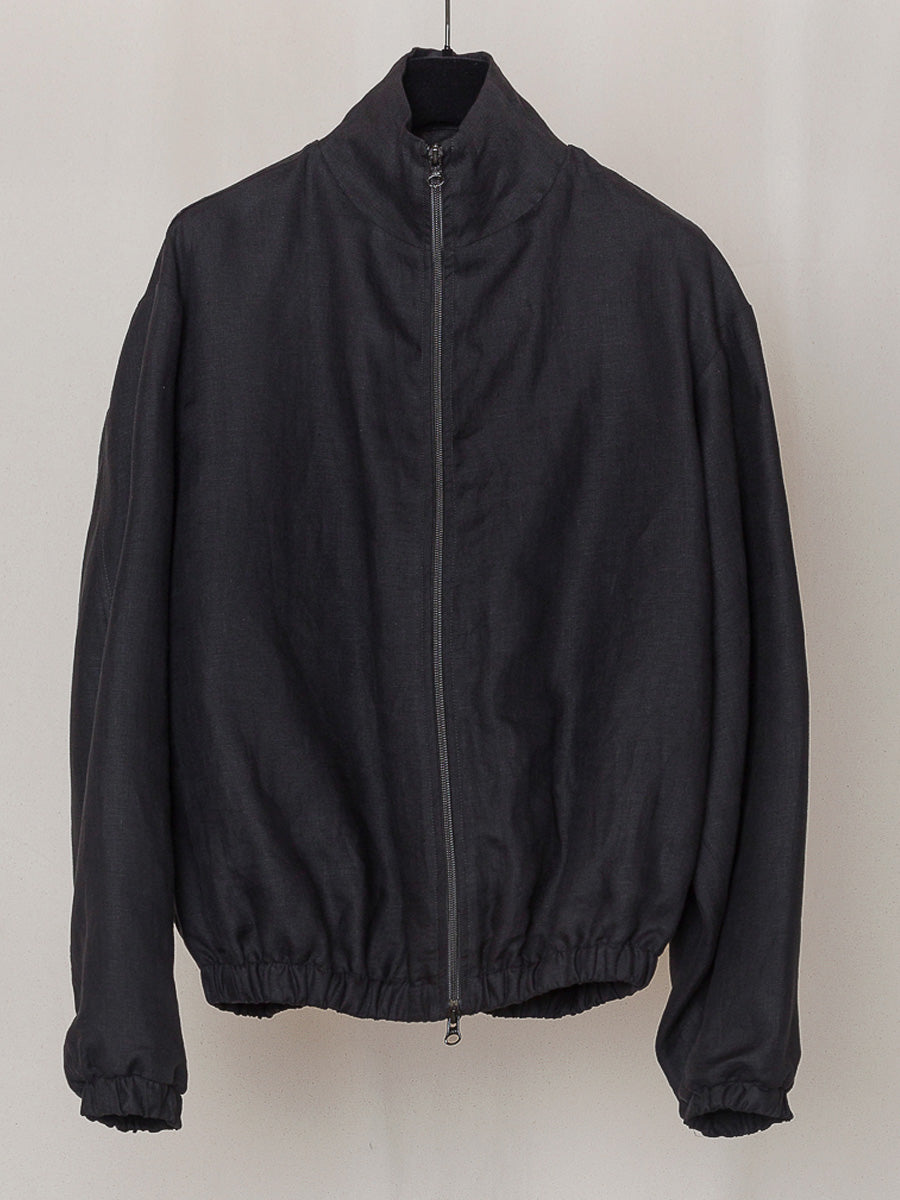 S18 NO.261 BLACK LINEN ZIPPER JACKET