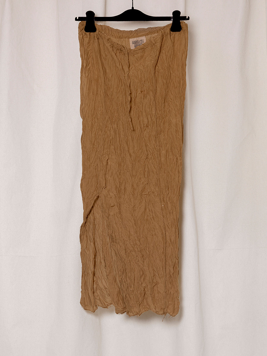 S18 NO.263 CAMEL CRUSHED TAFFETA SKIRT