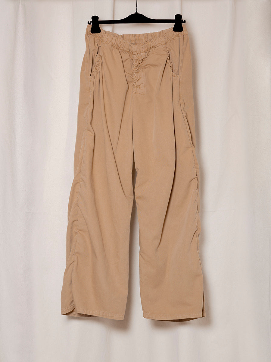 S18 NO.267 SAND THIN CANVAS DRAPED TROUSERS