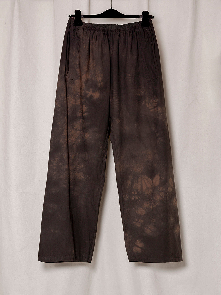 S18 NO.287 BROWN/BLACK POPLIN FLAP POCKET TROUSERS