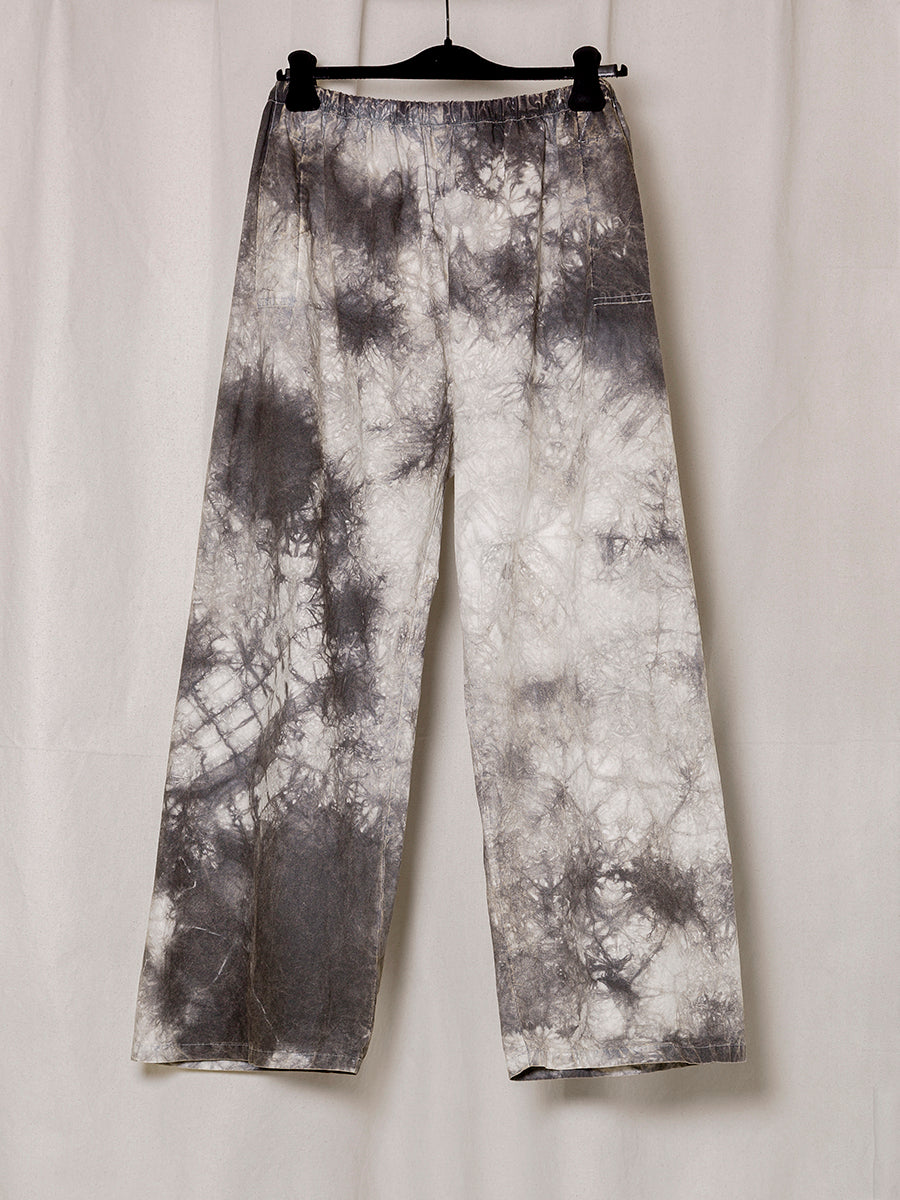 S18 NO.287 WHITE/BLACK POPLIN FLAP POCKET TROUSERS