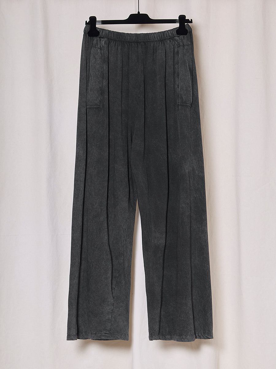 PREORDER S20 NO.287 BLACK STONEWASH ORGANIC COTTON FLAP POCKET TROUSERS
