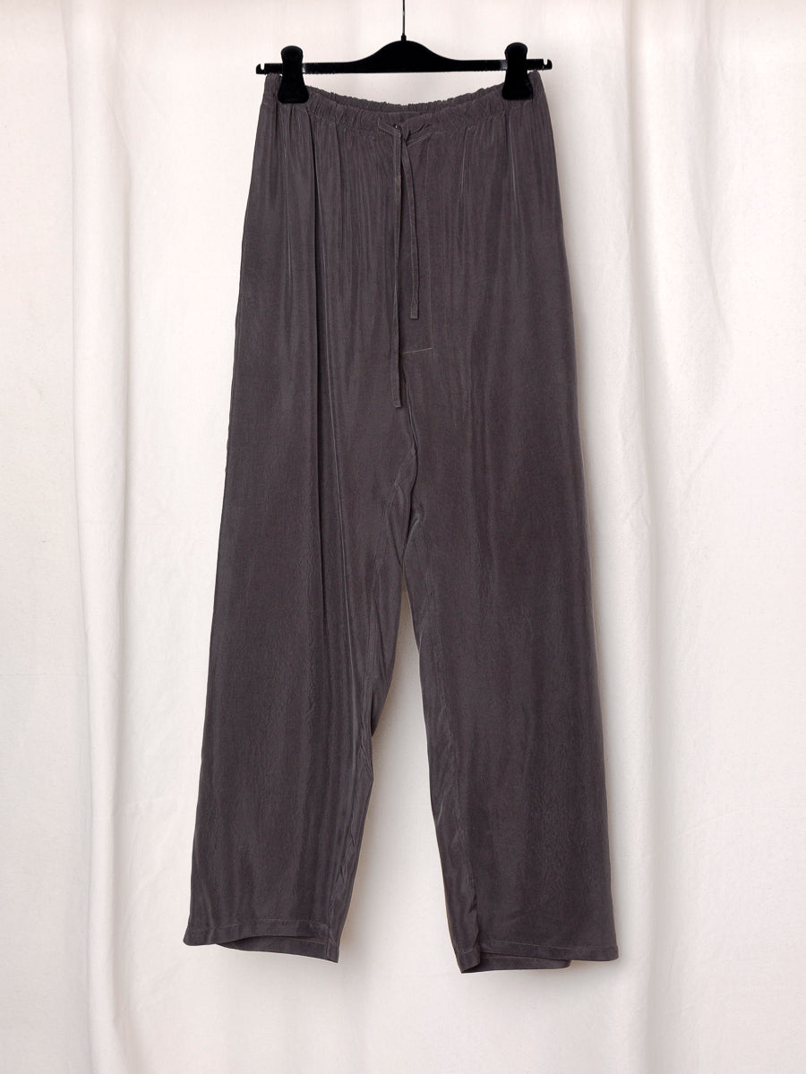 S17 NO.288 BROWN CUPRO DRAWSTRING TROUSERS
