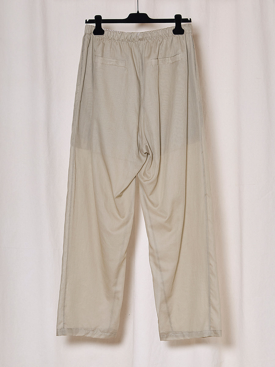 PREORDER S20 NO.288 OFF GREEN COTTON VOILE DRAWSTRING TROUSERS
