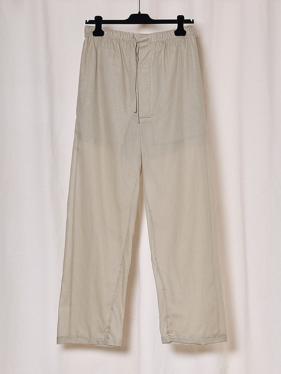 PREORDER S20 NO.288 OFF GREEN COTTON VOILE DRAWSTRING TROUSERS
