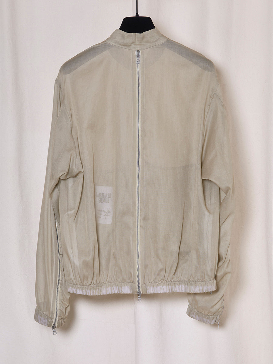 PREORDER S20 NO.306 OFF GREEN COTTON VOILE SIX ZIPPER JACKET
