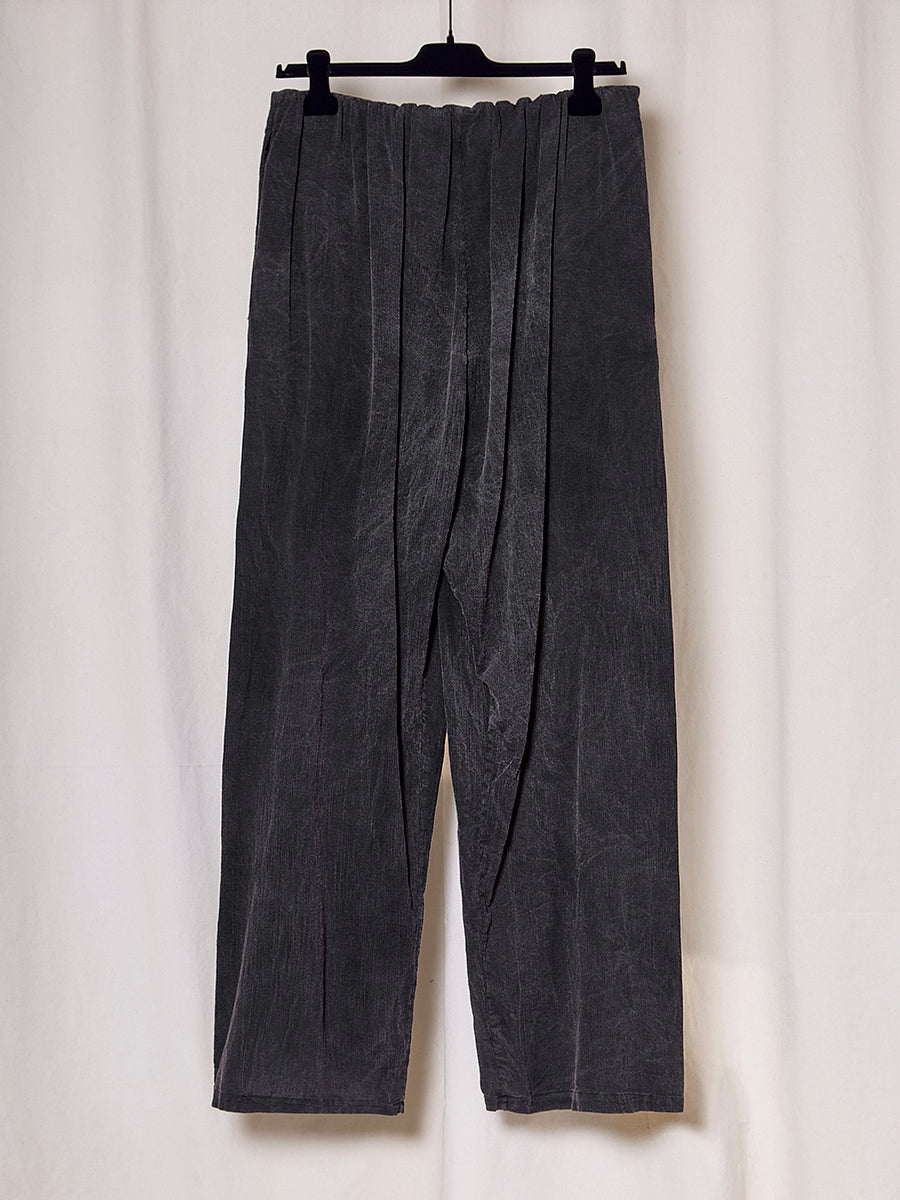 PREORDER S20 NO.310 BLACK STONEWASH COTTON BAMBULA CROSSED TROUSERS