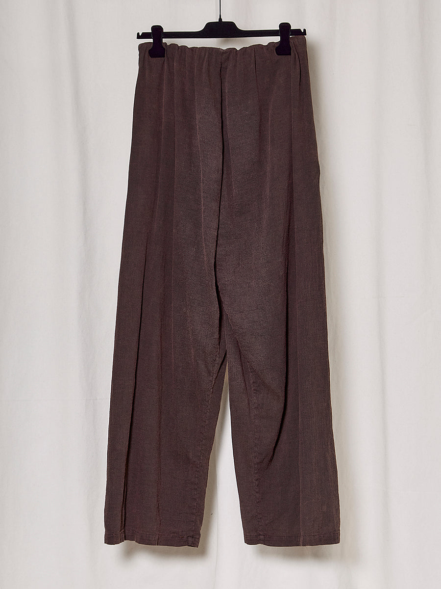 PREORDER S20 NO.310 BROWN STONEWASH COTTON BAMBULA CROSSED TROUSERS