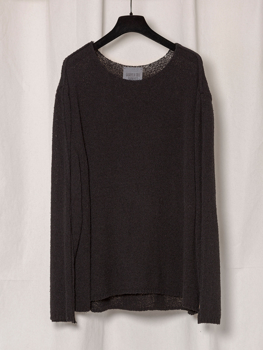S18 NO.317 BLACK COTTON CASHMERE KNITTED TOP