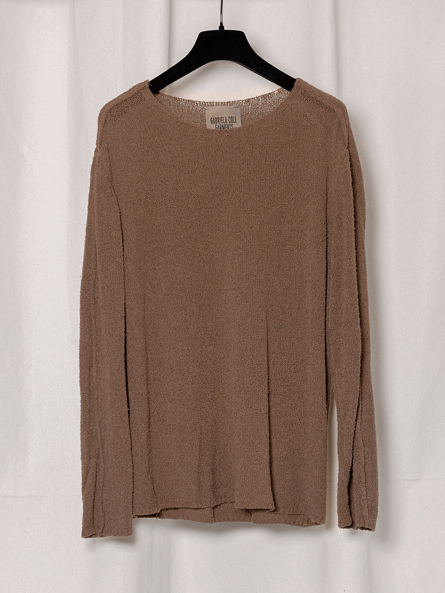 S18 NO.317 BROWN COTTON CASHMERE KNITTED TOP