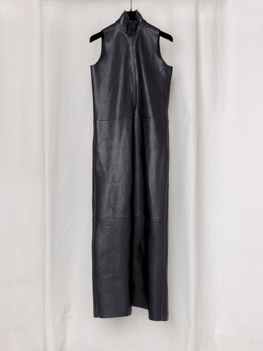 S17 NO.320 LEATHER ZIPPER DRESS