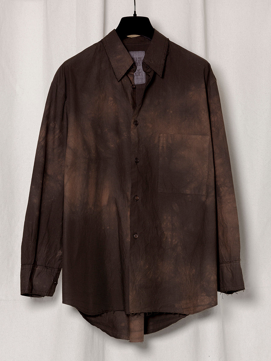 S18 NO.328 BROWN/BLACK POPLIN OVERSIZED SHIRT