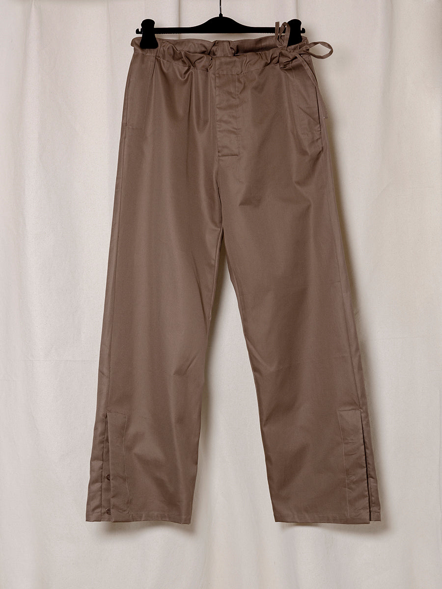 S18 NO.329 BROWN GABARDINE ADJUSTABLE TROUSERS