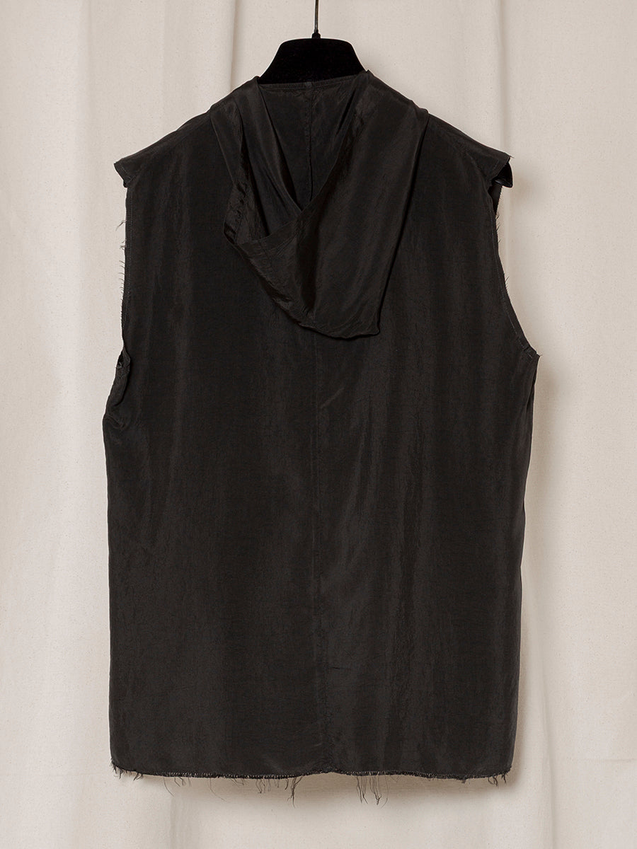 S18 NO.335 CUPRO HOODED ZIPPER TOP