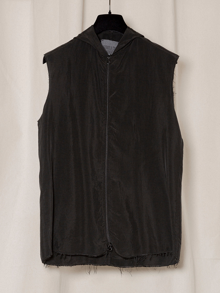 S18 NO.335 CUPRO HOODED ZIPPER TOP