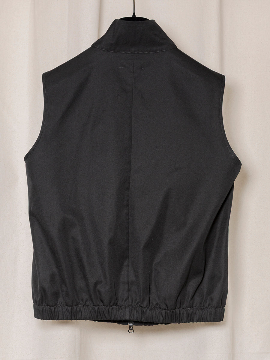 S18 NO.337 BLACK GABARDINE ZIPPER VEST